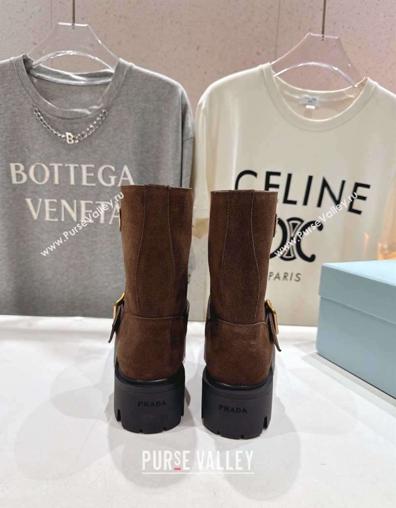 Prada Suede Platform Booties 5cm with Buckle Brown2 2025 1U187O (MD-251027071)