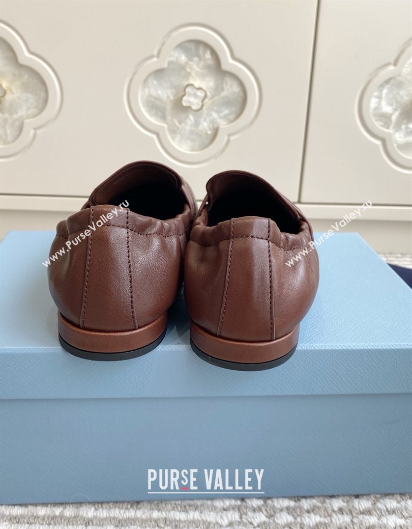 Prada Shuffle Antiqued Leather Loafers Cognac Brown 2025 1D051O (MD-251027052)