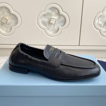 Prada Shuffle Antiqued Leather Loafers Black 2025 1D051O (MD-251027053)