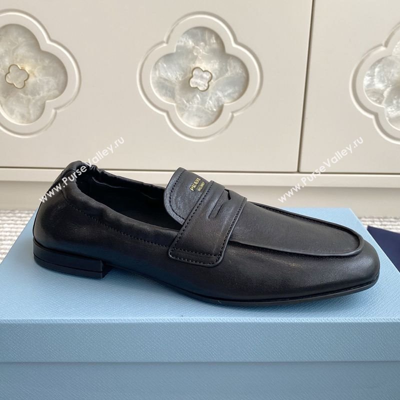 Prada Shuffle Antiqued Leather Loafers Black 2025 1D051O (MD-251027053)