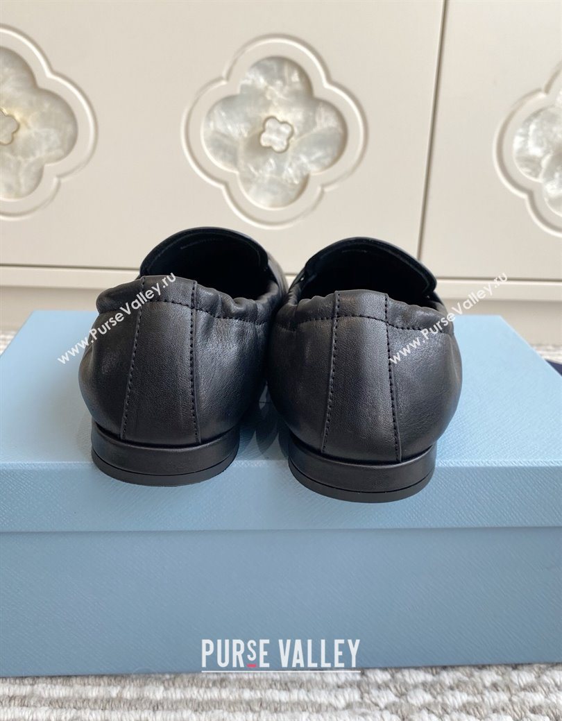 Prada Shuffle Antiqued Leather Loafers Black 2025 1D051O (MD-251027053)