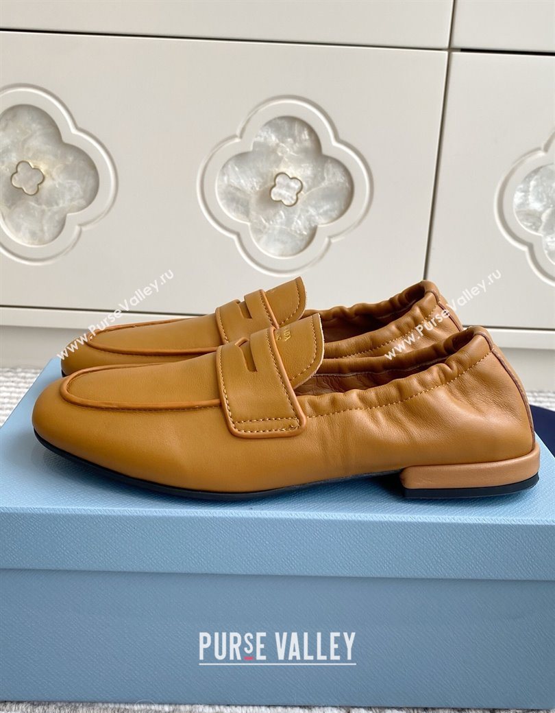 Prada Shuffle Antiqued Leather Loafers Yellow 2025 1D051O (MD-251027054)