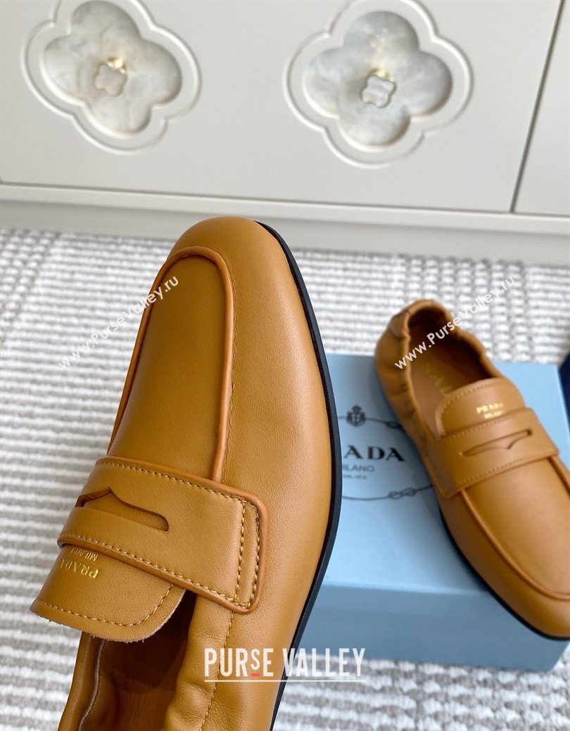 Prada Shuffle Antiqued Leather Loafers Yellow 2025 1D051O (MD-251027054)