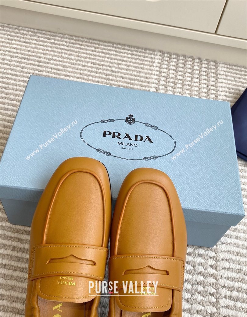 Prada Shuffle Antiqued Leather Loafers Yellow 2025 1D051O (MD-251027054)