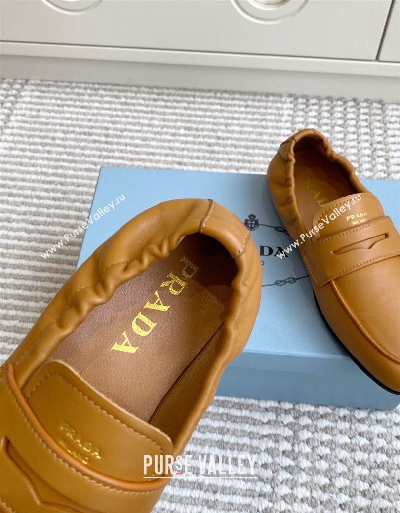 Prada Shuffle Antiqued Leather Loafers Yellow 2025 1D051O (MD-251027054)