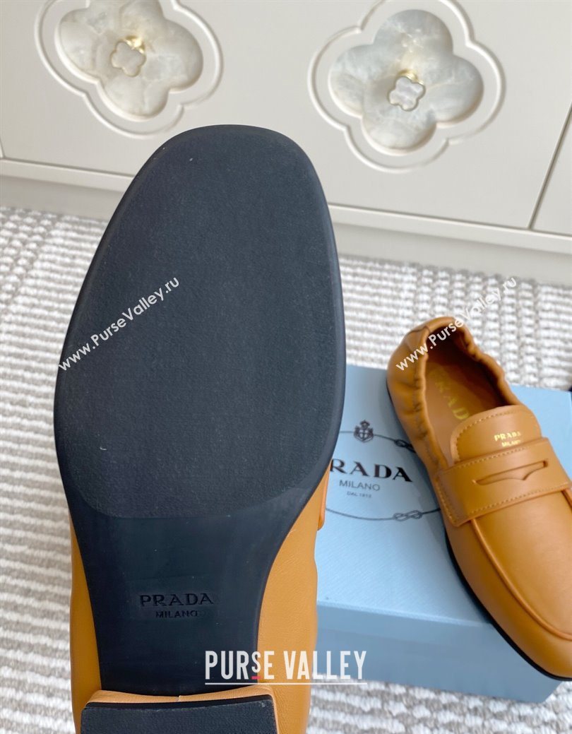 Prada Shuffle Antiqued Leather Loafers Yellow 2025 1D051O (MD-251027054)