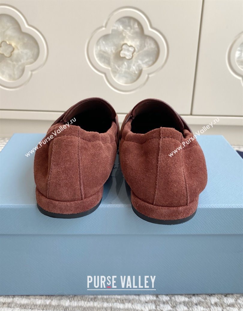 Prada Shuffle Antiqued Suede Loafers Brown 2025 1D051O (MD-251027055)