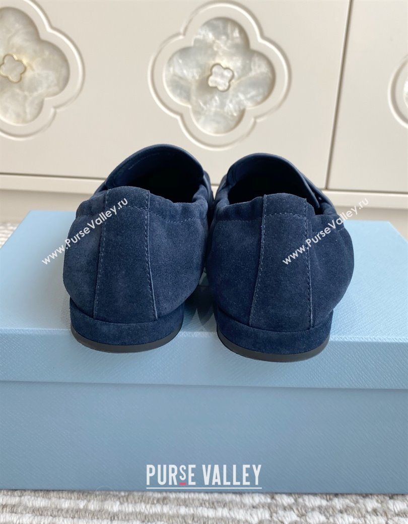 Prada Shuffle Antiqued Suede Loafers Blue 2025 1D051O (MD-251027056)