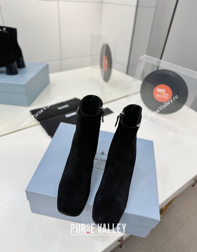 Prada Suede Heel Ankle Boots 6.5cm Black 2025 PR102705 (MD-251027077)