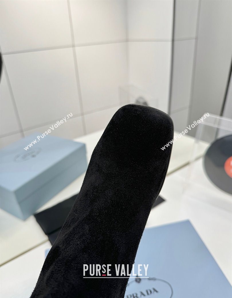 Prada Suede Heel Ankle Boots 6.5cm Black 2025 PR102705 (MD-251027077)