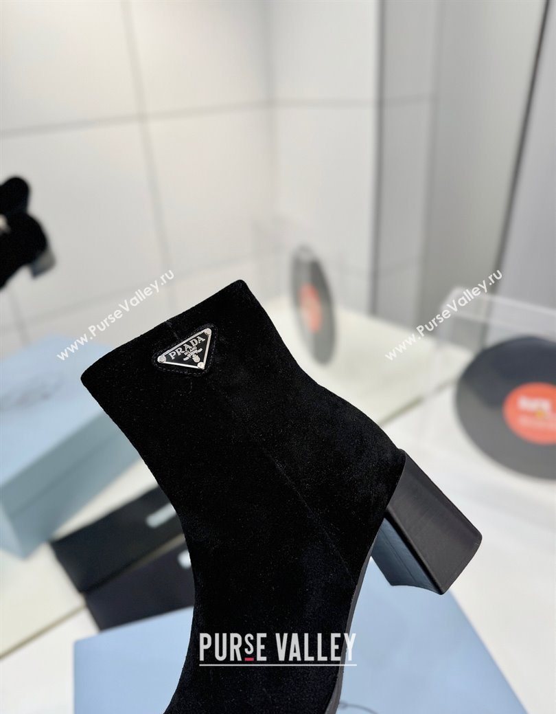 Prada Suede Heel Ankle Boots 6.5cm Black 2025 PR102705 (MD-251027077)