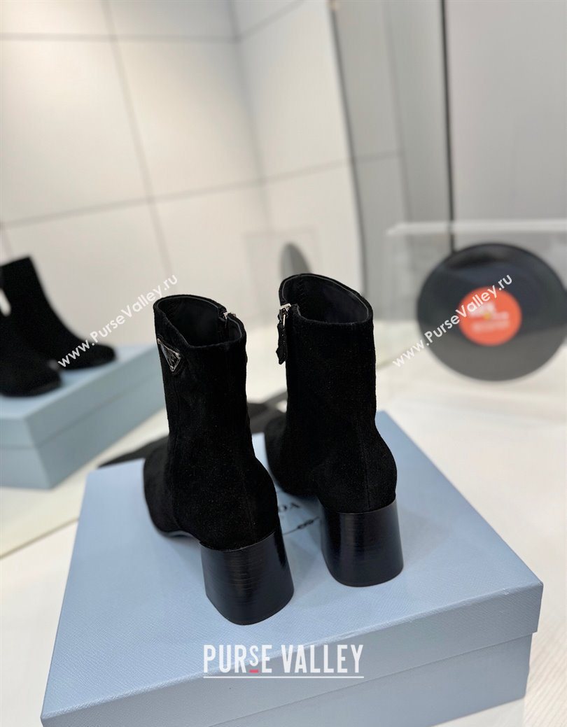 Prada Suede Heel Ankle Boots 6.5cm Black 2025 PR102705 (MD-251027077)