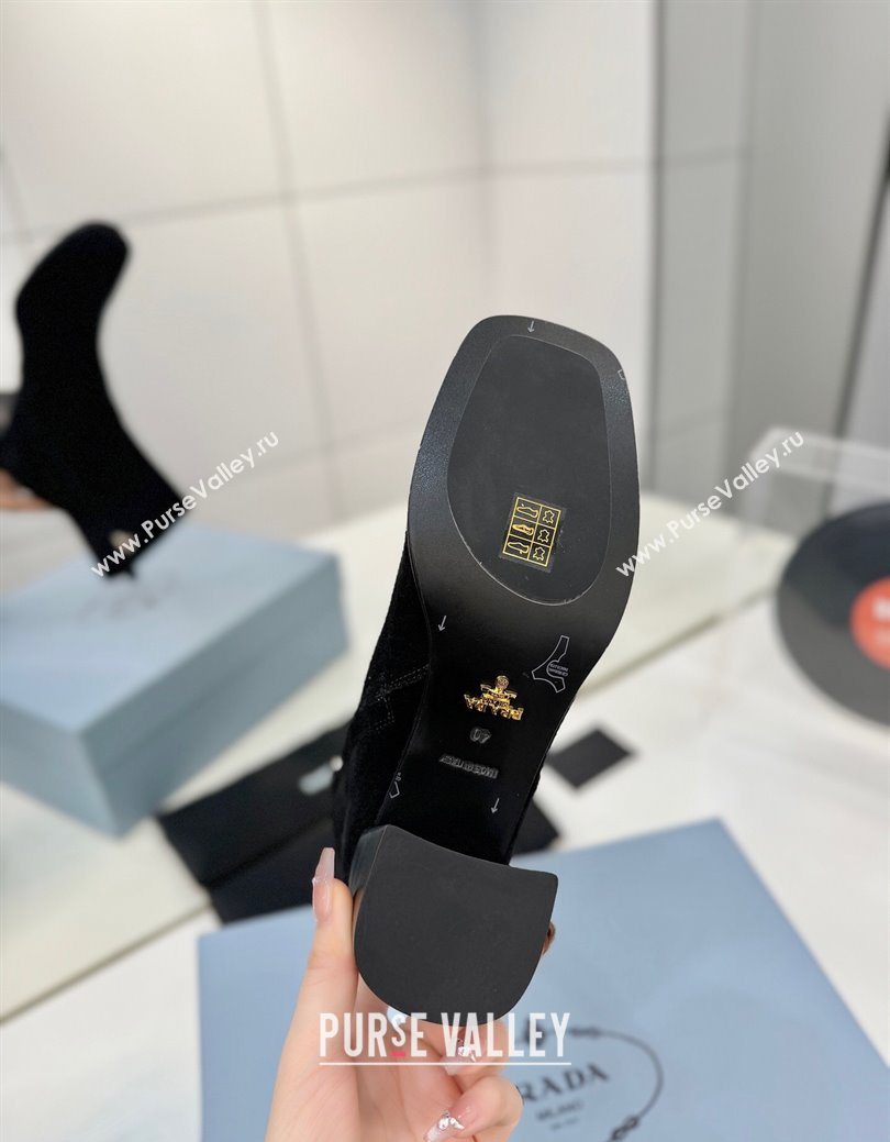 Prada Suede Heel Ankle Boots 6.5cm Black 2025 PR102705 (MD-251027077)