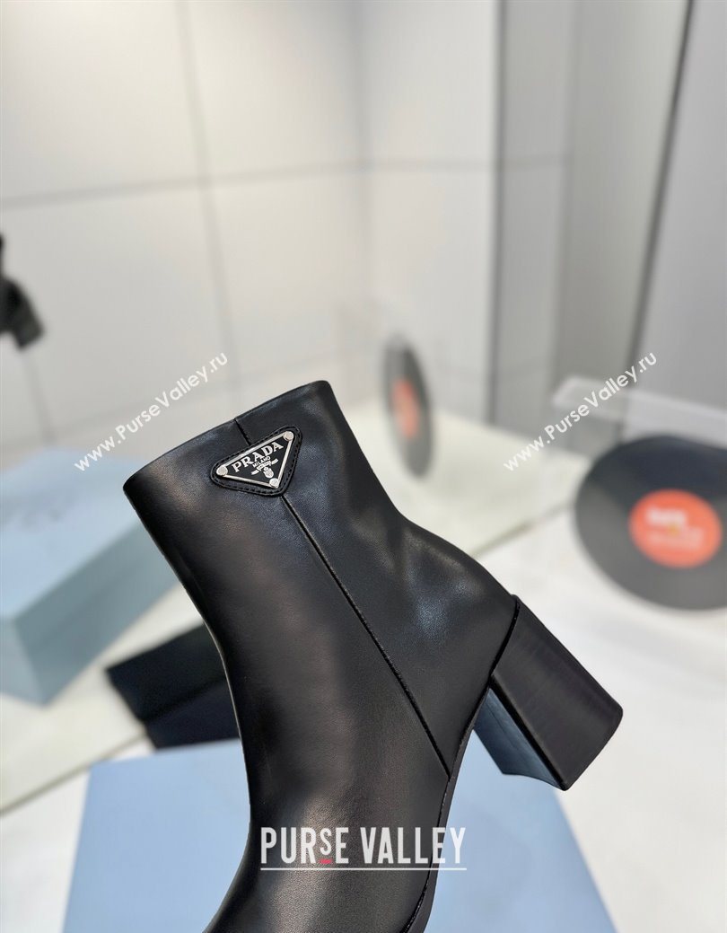 Prada Calf Leather Heel Ankle Boots 6.5cm Black 2025 PR102705 (MD-251027080)