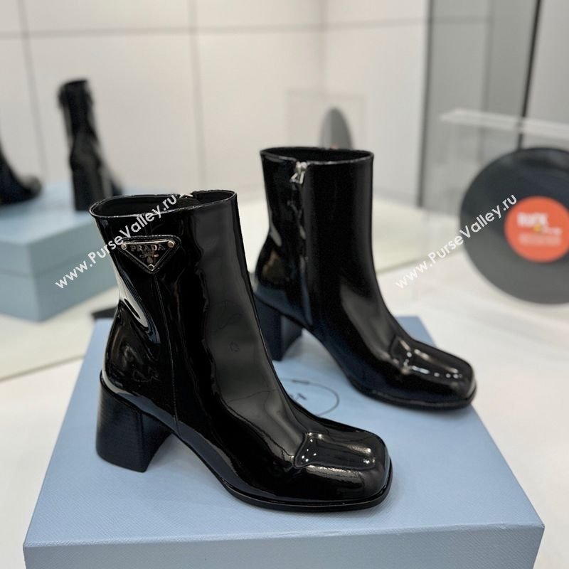 Prada Patent Leather Heel Ankle Boots 6.5cm Black 2025 PR102705 (MD-251027081)