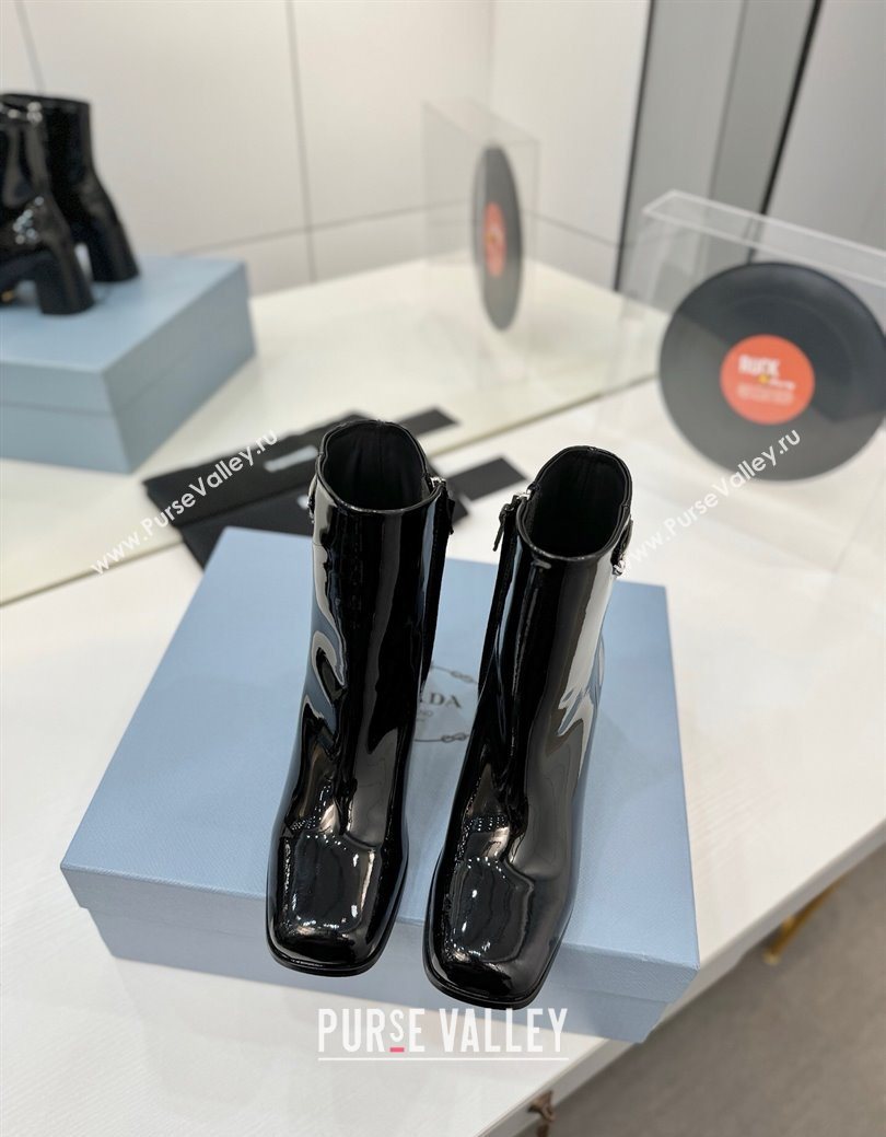 Prada Patent Leather Heel Ankle Boots 6.5cm Black 2025 PR102705 (MD-251027081)