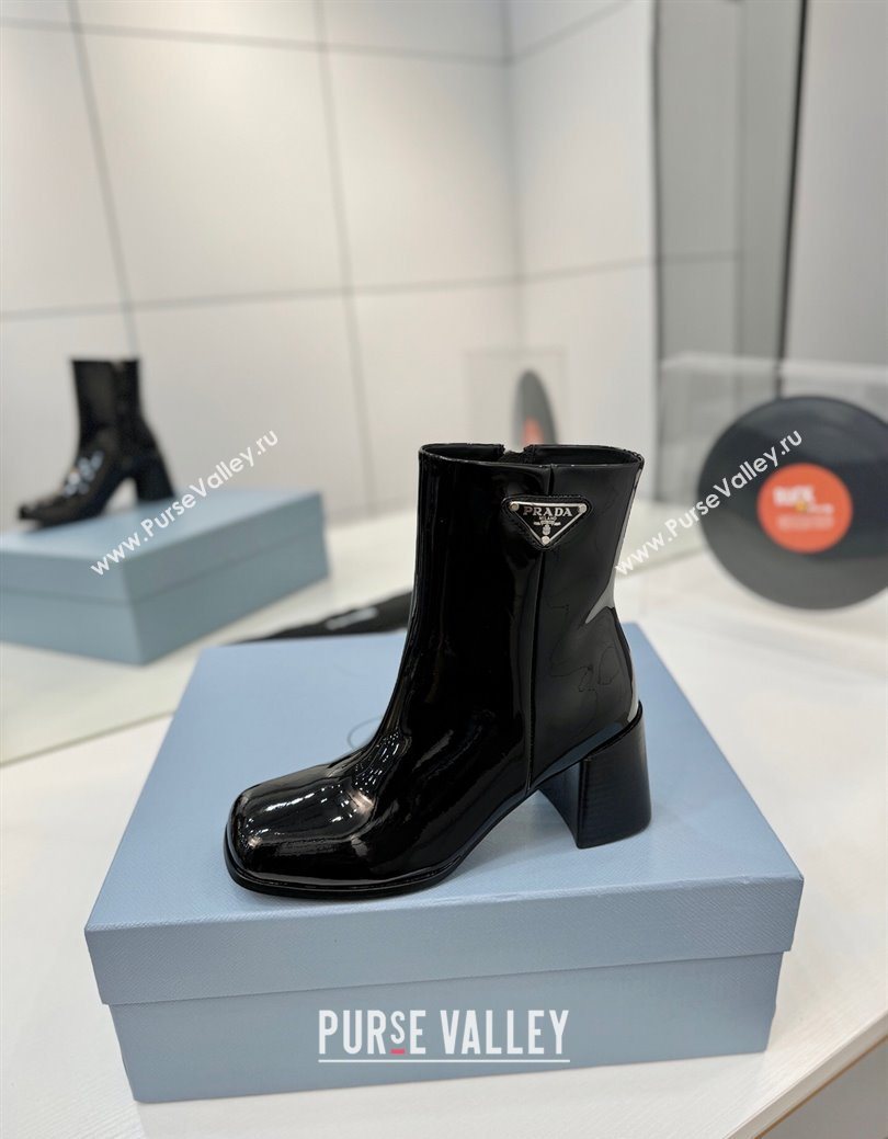 Prada Patent Leather Heel Ankle Boots 6.5cm Black 2025 PR102705 (MD-251027081)