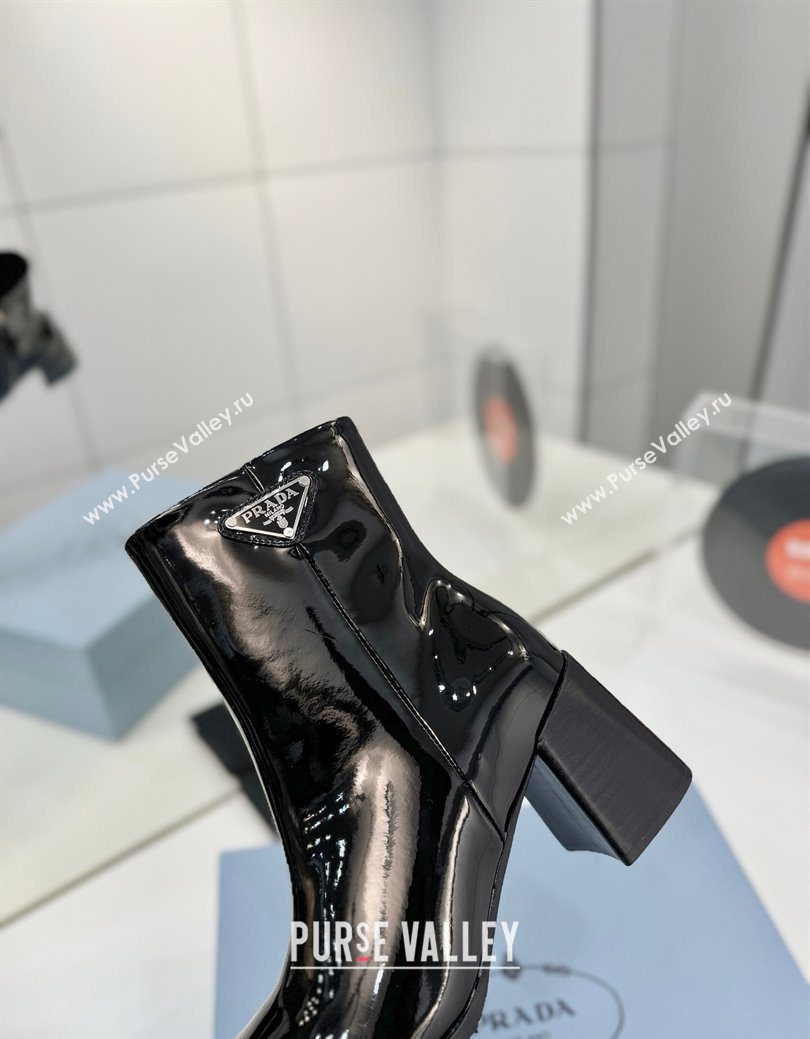 Prada Patent Leather Heel Ankle Boots 6.5cm Black 2025 PR102705 (MD-251027081)