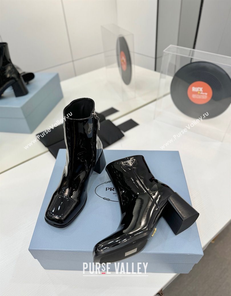 Prada Patent Leather Heel Ankle Boots 6.5cm Black 2025 PR102705 (MD-251027081)