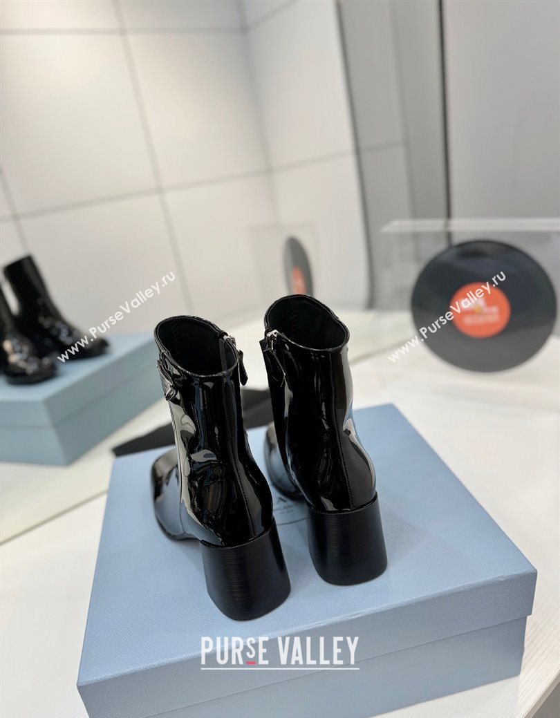 Prada Patent Leather Heel Ankle Boots 6.5cm Black 2025 PR102705 (MD-251027081)
