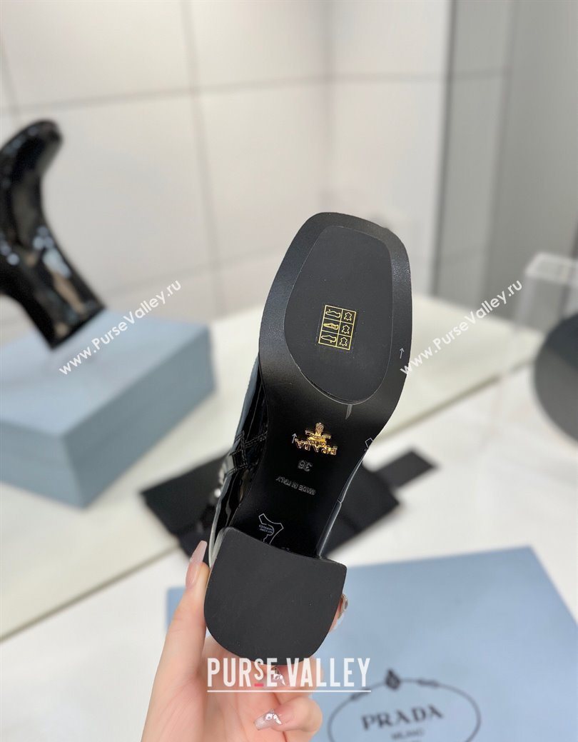 Prada Patent Leather Heel Ankle Boots 6.5cm Black 2025 PR102705 (MD-251027081)