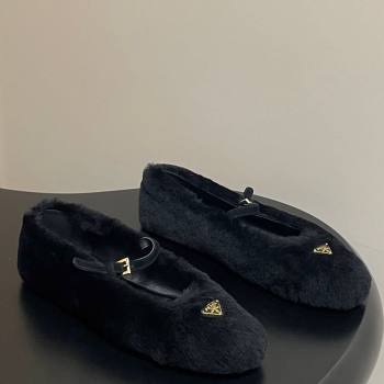 Prada Shearling ballerinas flat Black 2025 1F159O (MD-251027098)