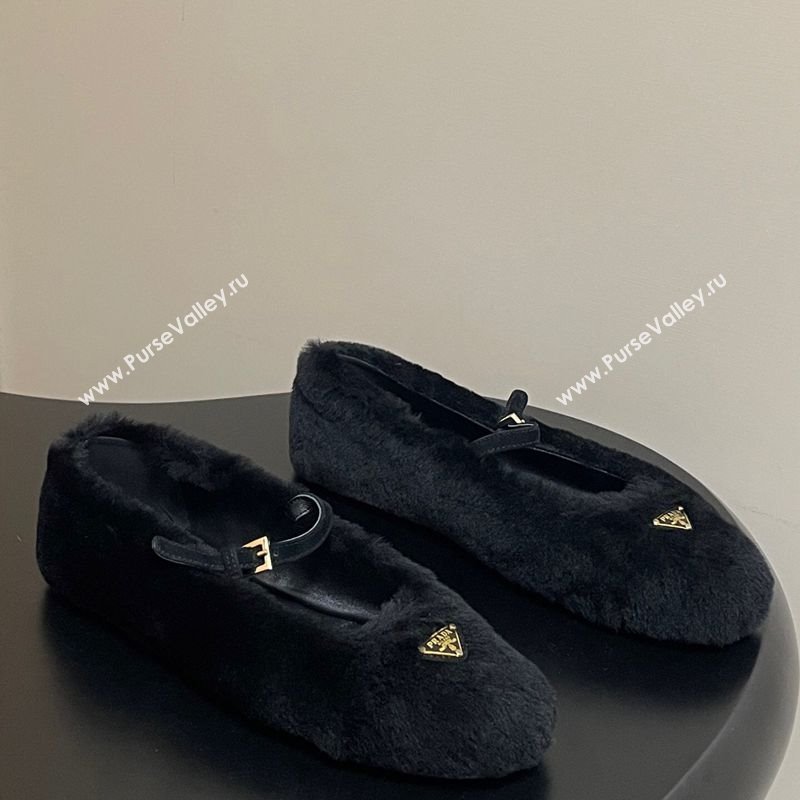 Prada Shearling ballerinas flat Black 2025 1F159O (MD-251027098)