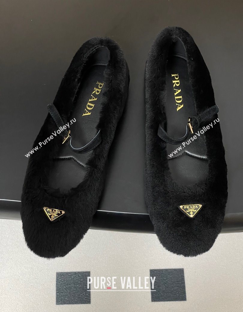 Prada Shearling ballerinas flat Black 2025 1F159O (MD-251027098)