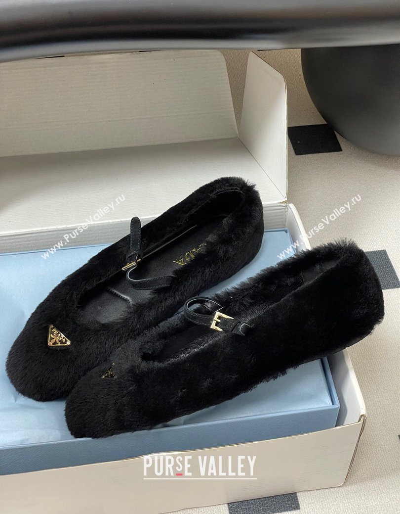 Prada Shearling ballerinas flat Black 2025 1F159O (MD-251027098)