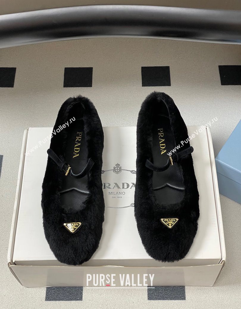 Prada Shearling ballerinas flat Black 2025 1F159O (MD-251027098)