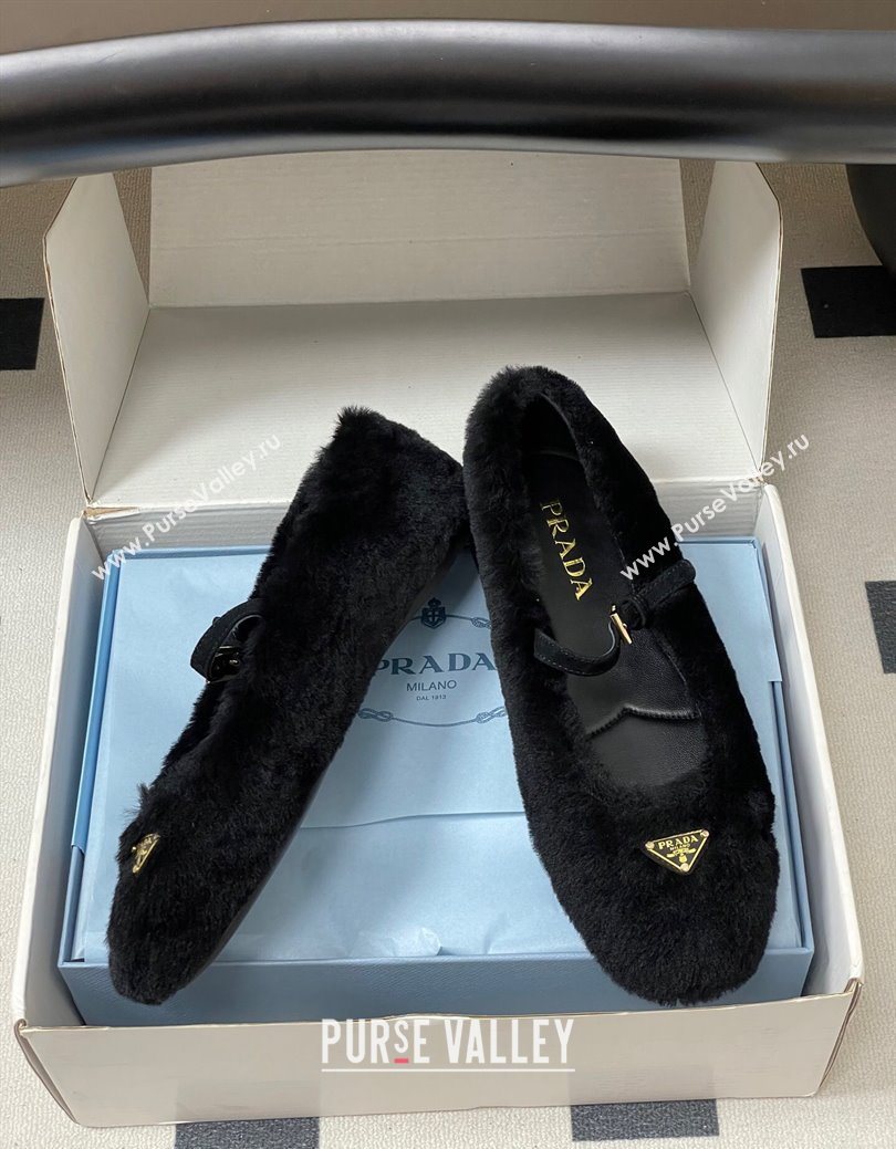 Prada Shearling ballerinas flat Black 2025 1F159O (MD-251027098)