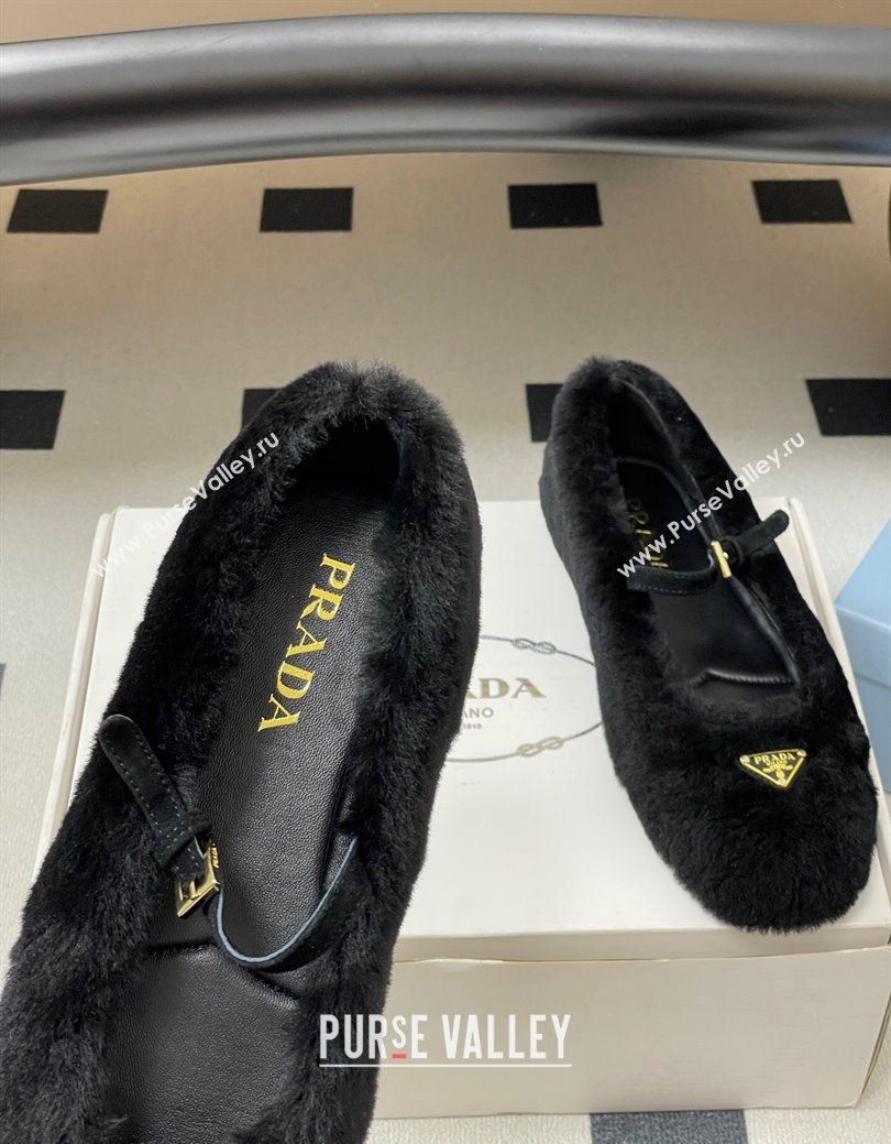 Prada Shearling ballerinas flat Black 2025 1F159O (MD-251027098)
