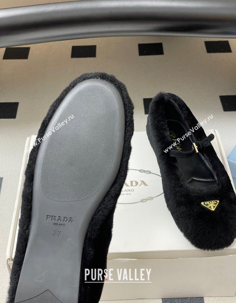 Prada Shearling ballerinas flat Black 2025 1F159O (MD-251027098)