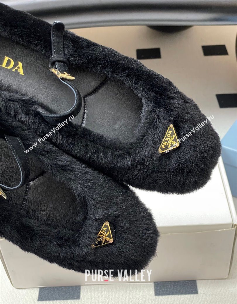 Prada Shearling ballerinas flat Black 2025 1F159O (MD-251027098)