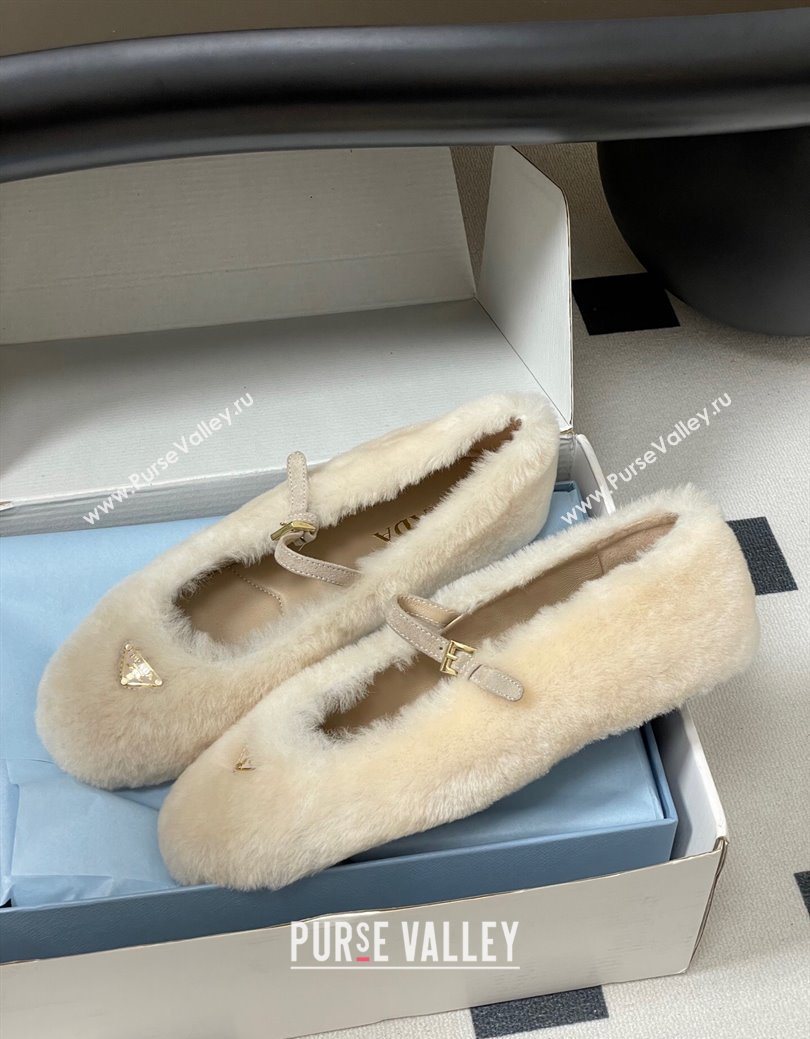 Prada Shearling ballerinas flat White 2025 1F159O (MD-251027099)