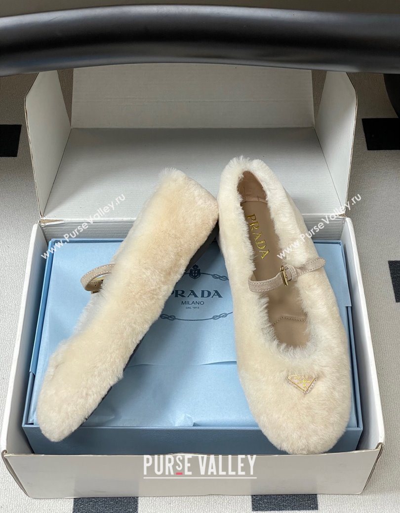 Prada Shearling ballerinas flat White 2025 1F159O (MD-251027099)