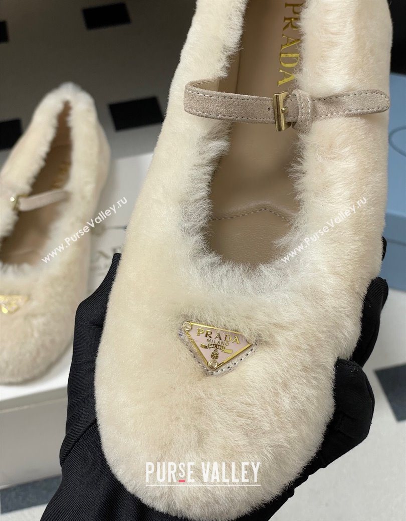 Prada Shearling ballerinas flat White 2025 1F159O (MD-251027099)