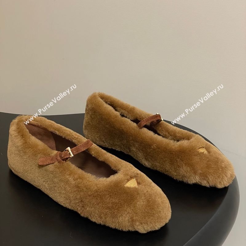 Prada Shearling ballerinas flat Brown 2025 1F159O (MD-251027100)