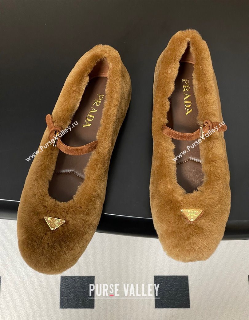 Prada Shearling ballerinas flat Brown 2025 1F159O (MD-251027100)