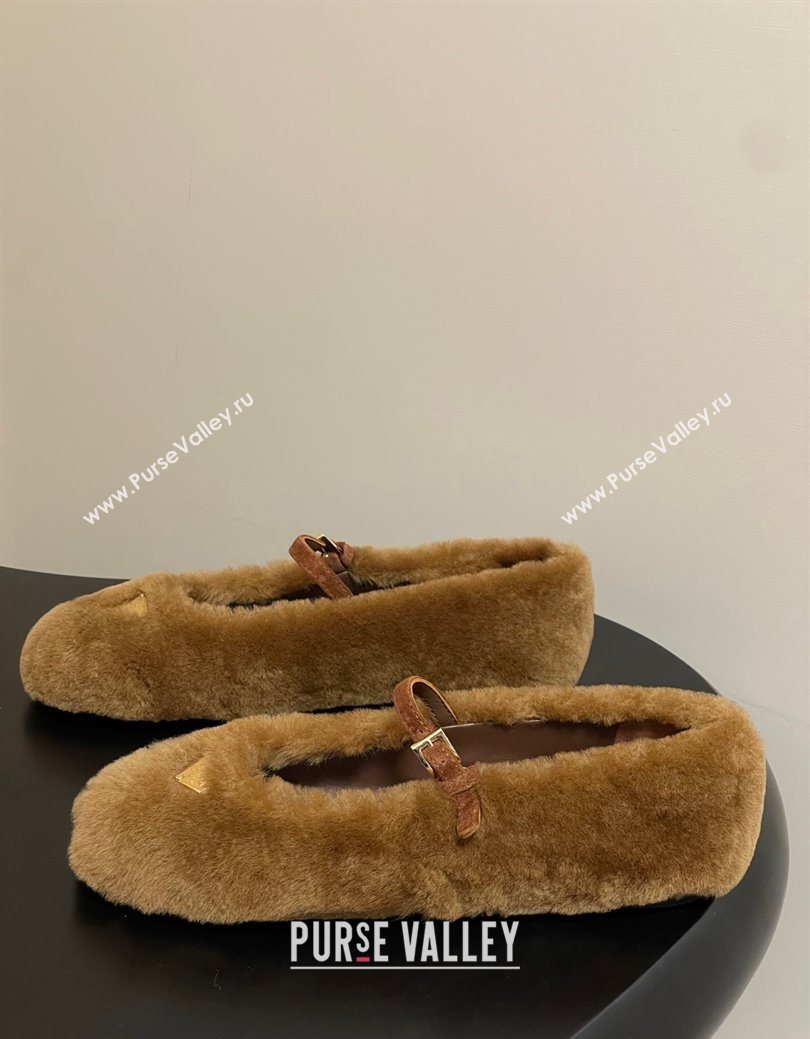 Prada Shearling ballerinas flat Brown 2025 1F159O (MD-251027100)