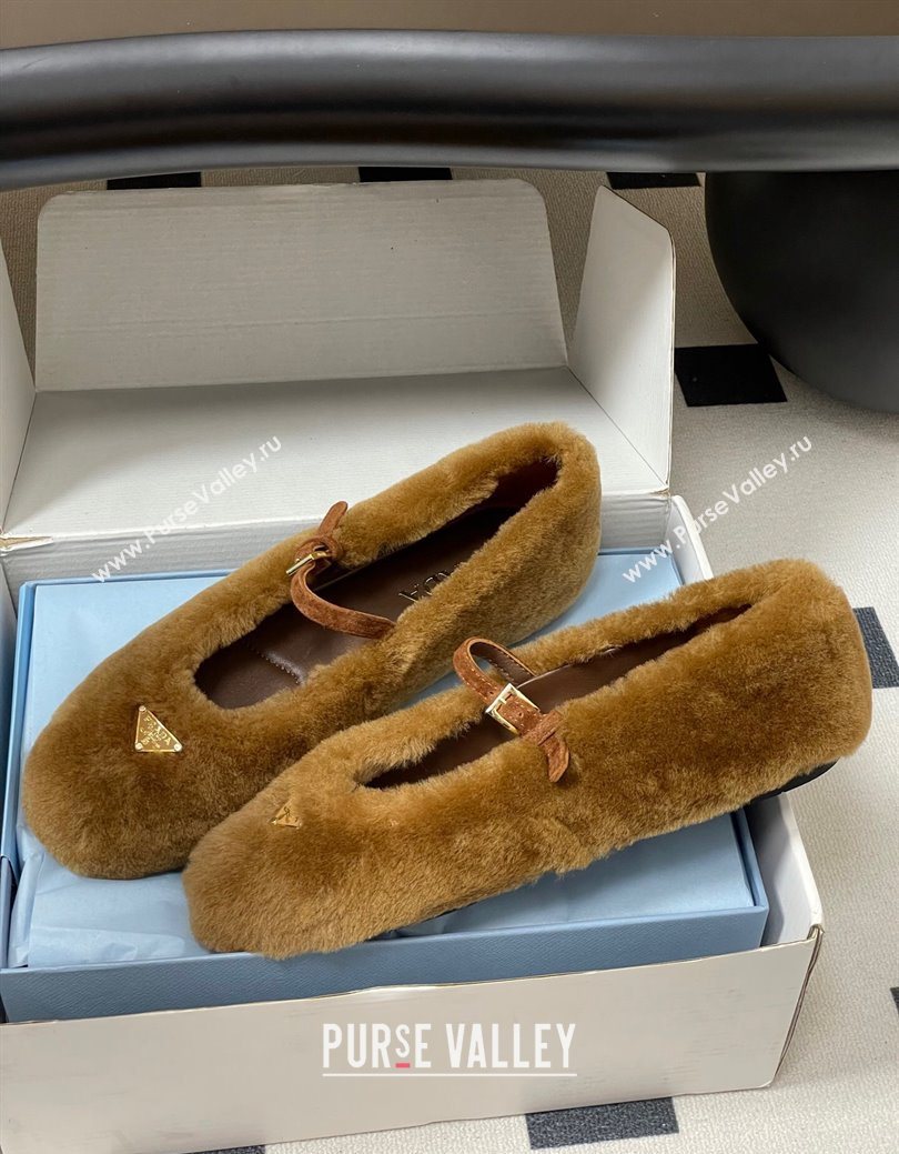 Prada Shearling ballerinas flat Brown 2025 1F159O (MD-251027100)