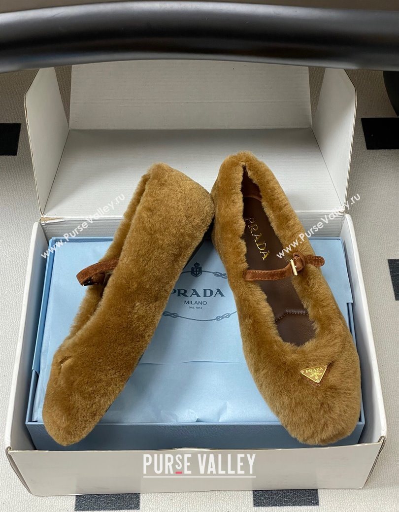 Prada Shearling ballerinas flat Brown 2025 1F159O (MD-251027100)