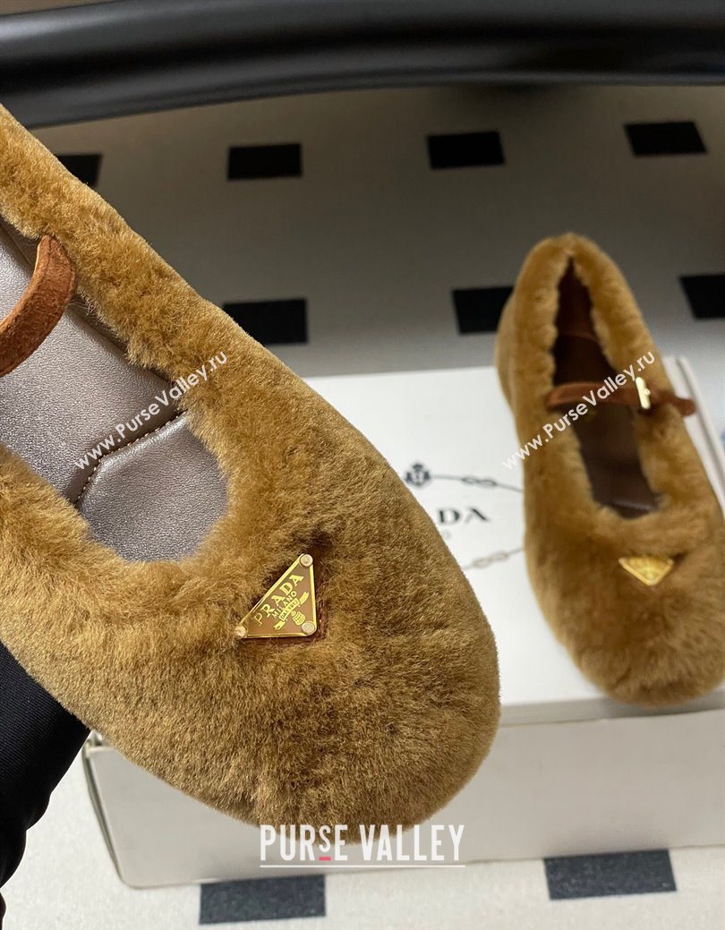 Prada Shearling ballerinas flat Brown 2025 1F159O (MD-251027100)
