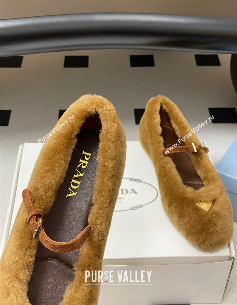 Prada Shearling ballerinas flat Brown 2025 1F159O (MD-251027100)