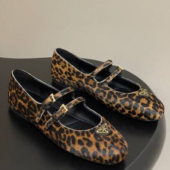 Prada Leopard Print Mohair ballerinas flat with Double Buckle 2025 1F794N (MD-251027103)