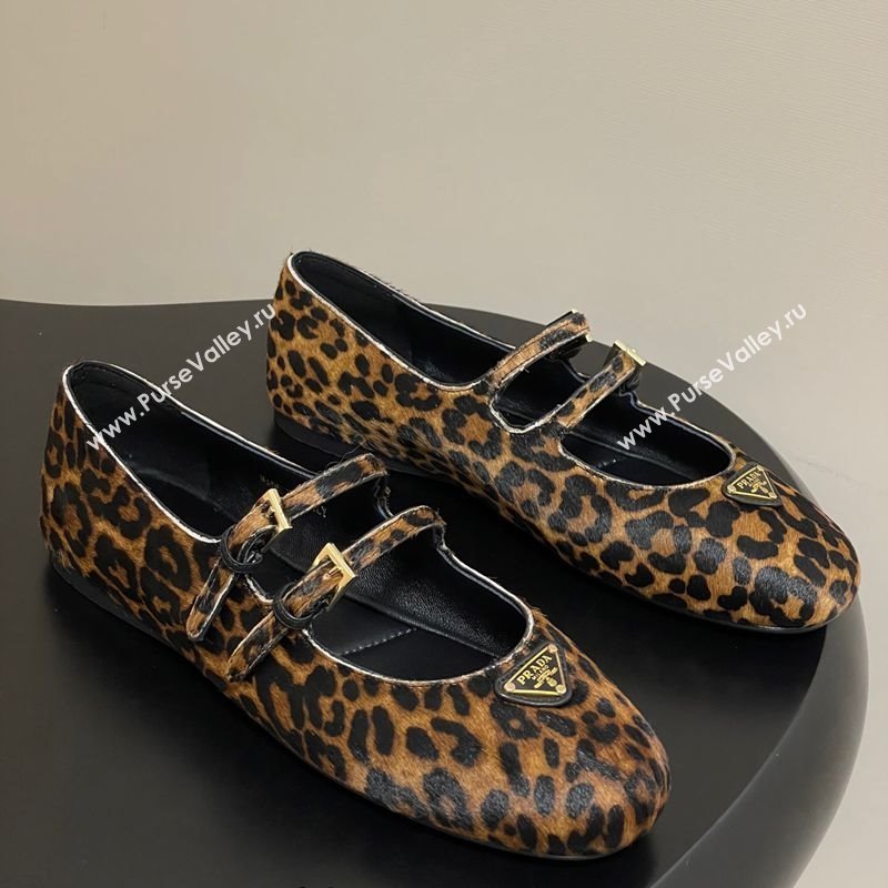 Prada Leopard Print Mohair ballerinas flat with Double Buckle 2025 1F794N (MD-251027103)