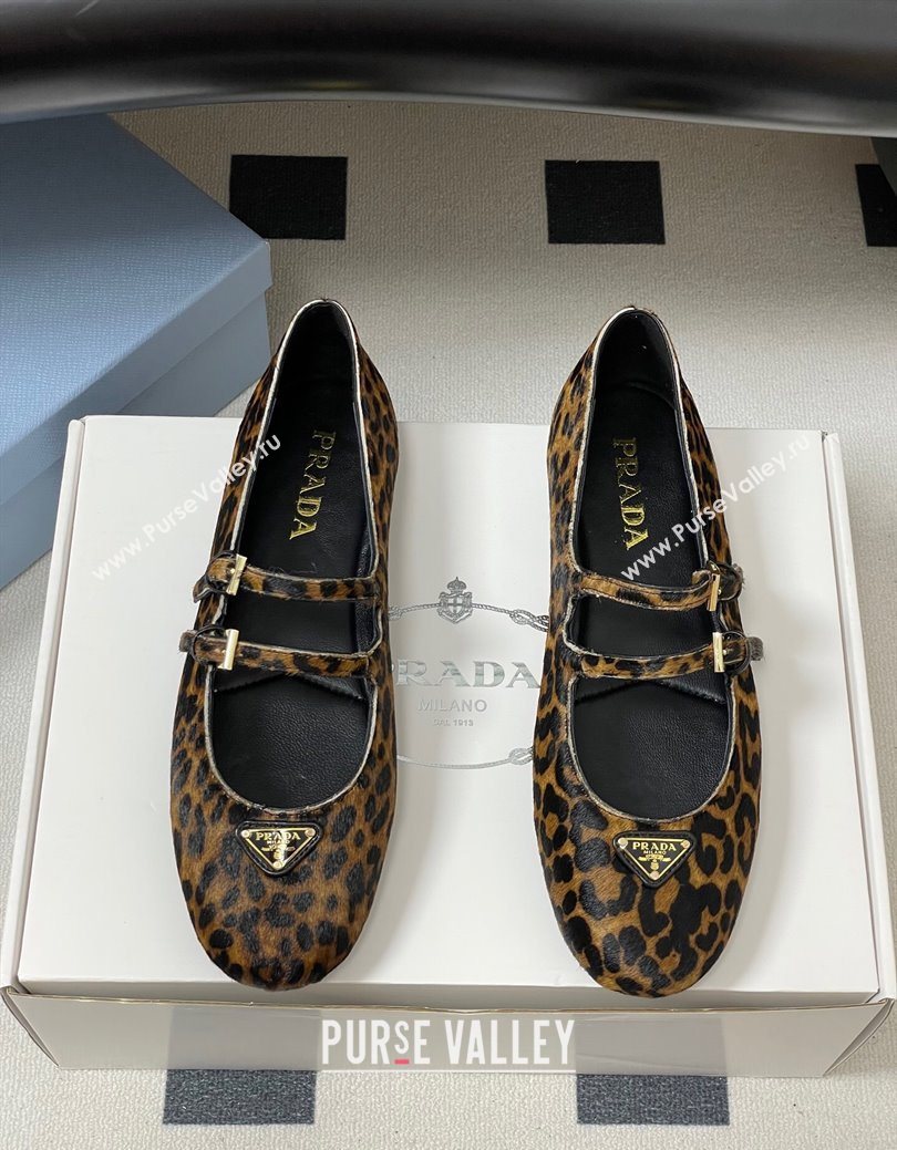 Prada Leopard Print Mohair ballerinas flat with Double Buckle 2025 1F794N (MD-251027103)