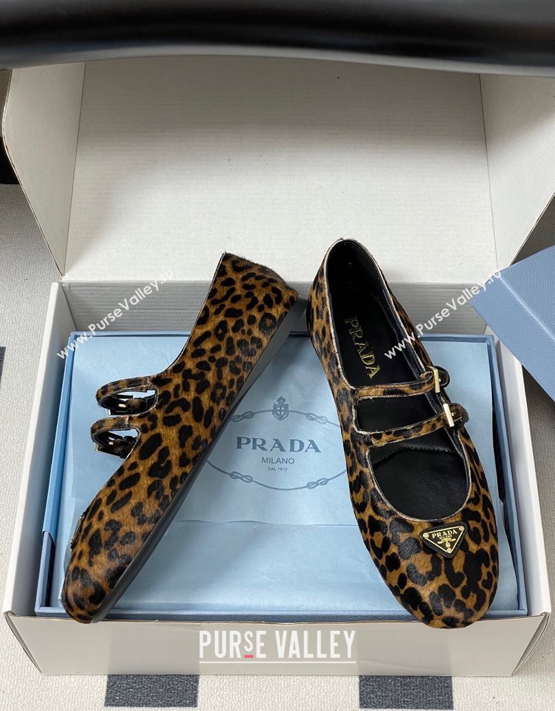 Prada Leopard Print Mohair ballerinas flat with Double Buckle 2025 1F794N (MD-251027103)