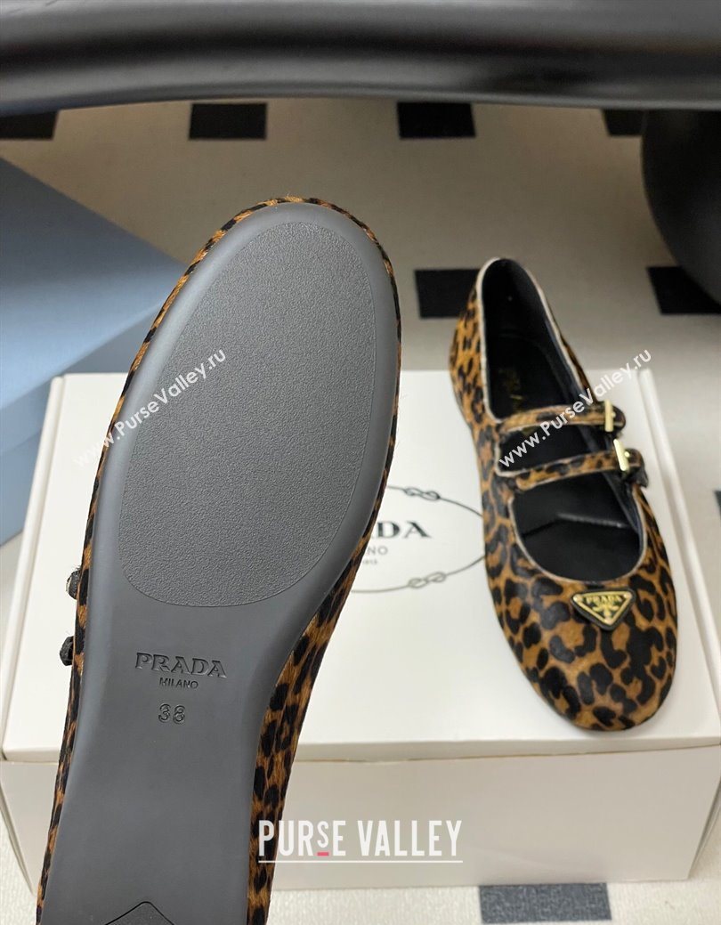 Prada Leopard Print Mohair ballerinas flat with Double Buckle 2025 1F794N (MD-251027103)