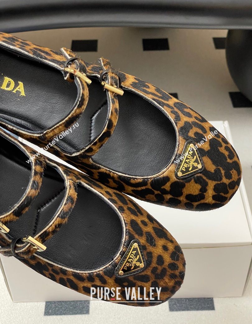 Prada Leopard Print Mohair ballerinas flat with Double Buckle 2025 1F794N (MD-251027103)